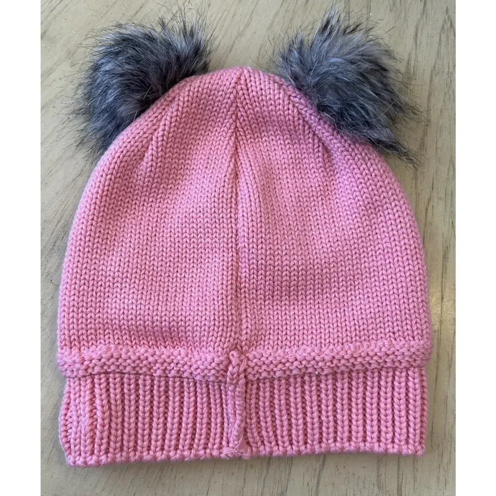 Pink Columbia Youth Snow Pom Beanie Cat Ears One Size Columbia Pink Double Pom